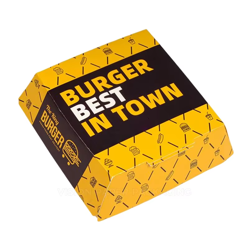 Wholesale Disposable Custom Biodegradable Eco Friendly Food Packaging Fried Chicken French Fries Burger Box Oil-proof Burger