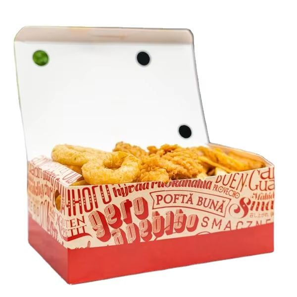Customized Food-Grade Paper Packaging Box for Korean Fast Food Take-Away Burger Hot Dog Fried Chicken-Elegant Embossing for