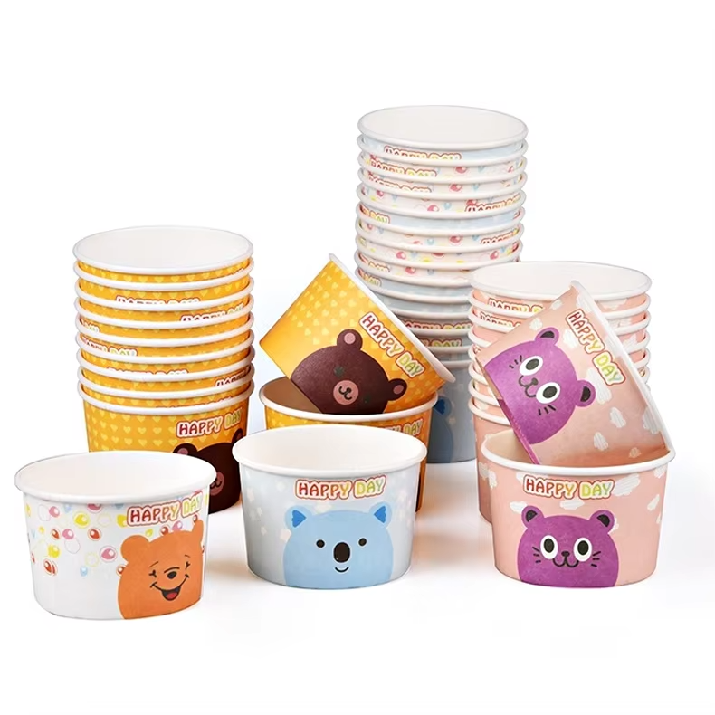 Customize Paper Cup Wholesale Logo Printed 16oz Disposable PE Coated Ice Cream Coffee Paper Cups