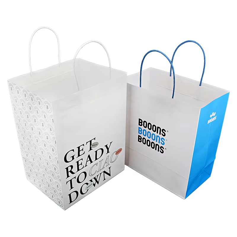Fashionable Wholesale Custom Kraft Paper Bags with Logo for Food Packaging | Eco-Friendly & Durable twist handle shopping bag