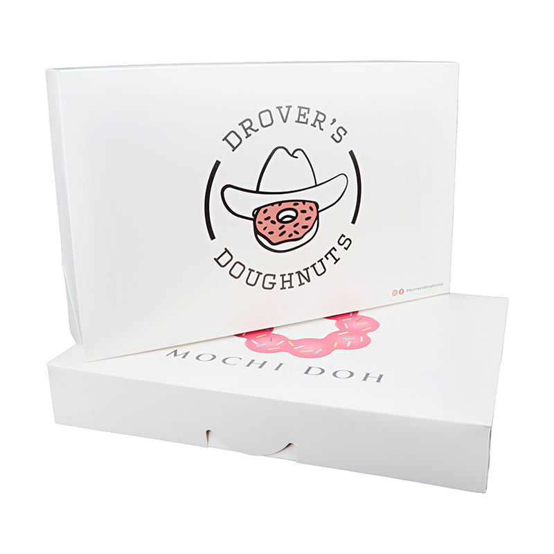 Eco-Friendly Food Grade White Card Bakery Boxes with Custom Logo - Foldable Mineral-Free Ink Printed for Cookie Donuts Mochi