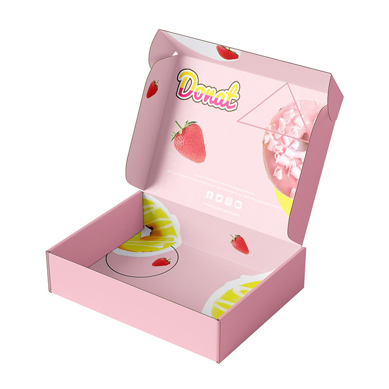 Wholesale Luxury Shipping Corrugated Board Box Custom Pink Donut Box Packaging with Ribbon and Logo Embossed Printing