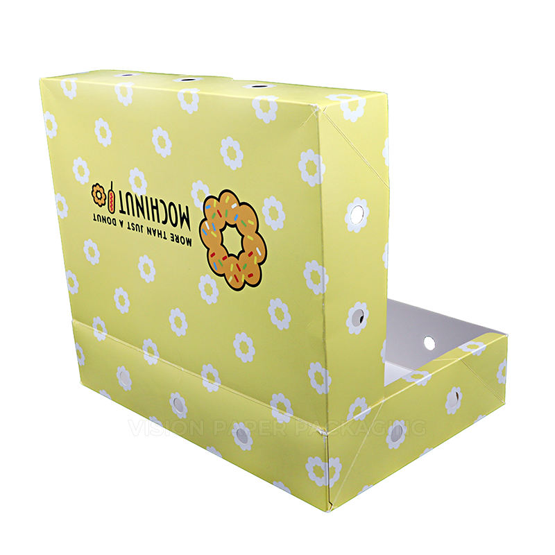 Custom logo Biodegradable Bakery Snack Donut Box Rectangular Cardboard Carton Donut Box