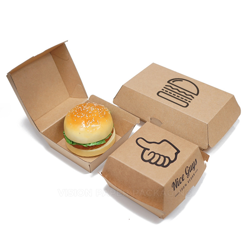 Disposable Kraft Fries Boxes Business For Custom Packaging Logo Food Chicken Burger Takeaway Container Small Grade Paper Boxes