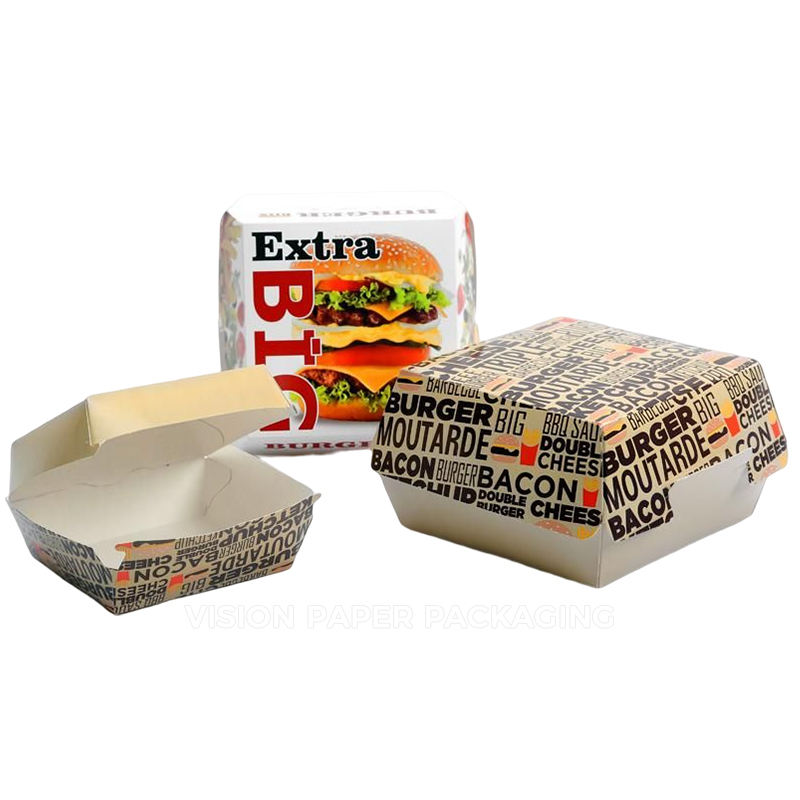 Wholesale Cheap Custom Printed Personalised Takeaway Caja De Hamburguesas Corrugated Kraft Paper Fries Burger Food Boxes
