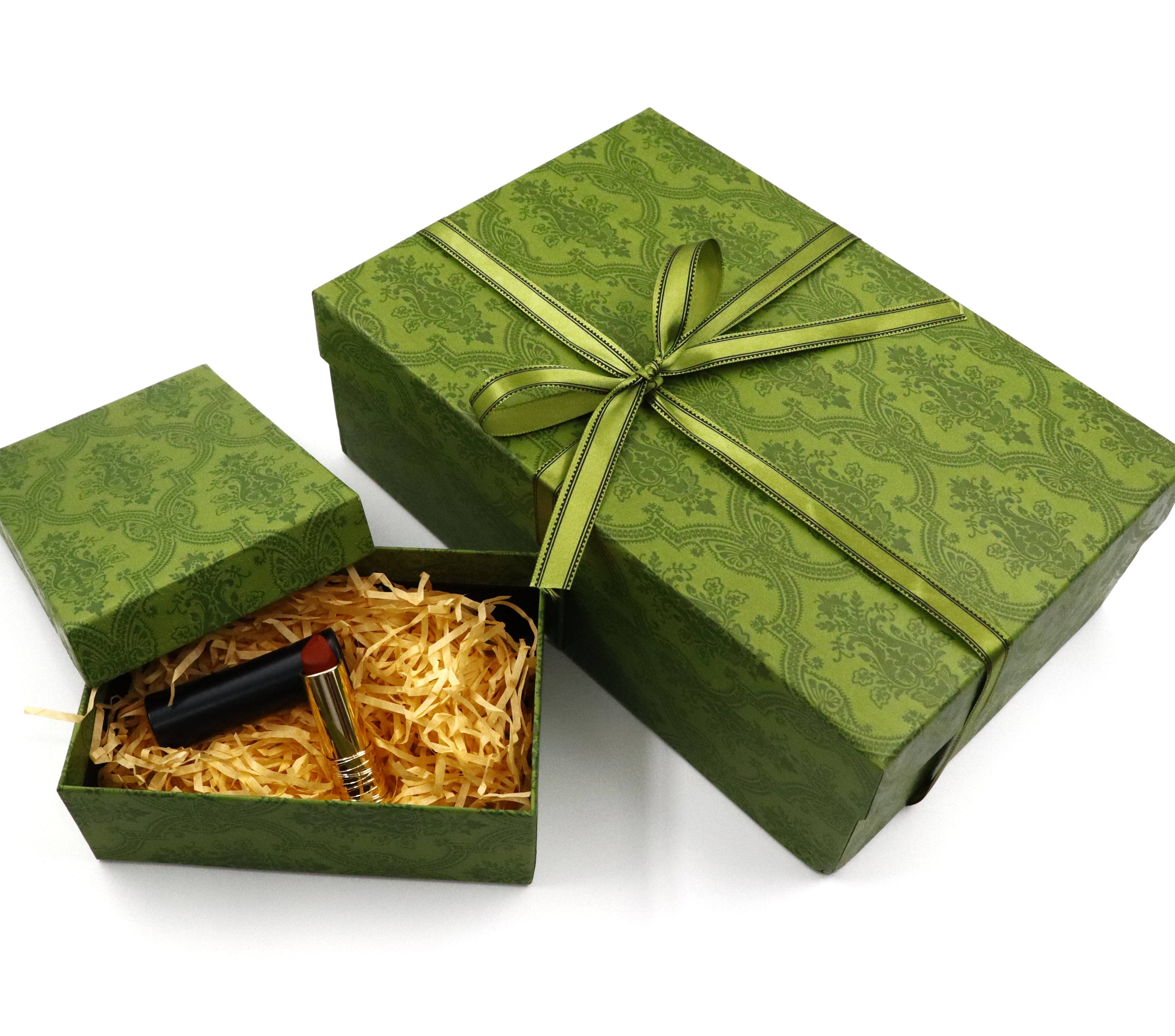 Custom Luxury Green Damask Gift Box Premium Hard Paper Packaging